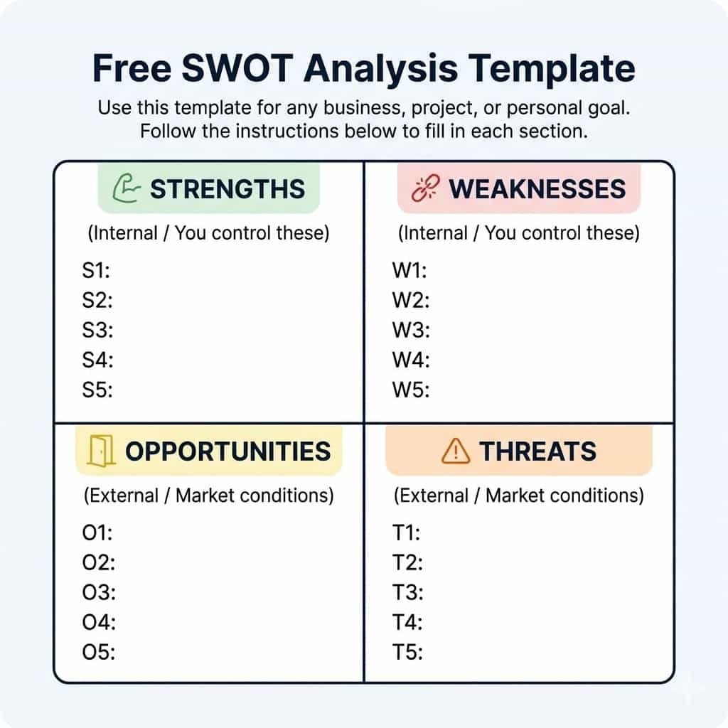 free swot analysis template